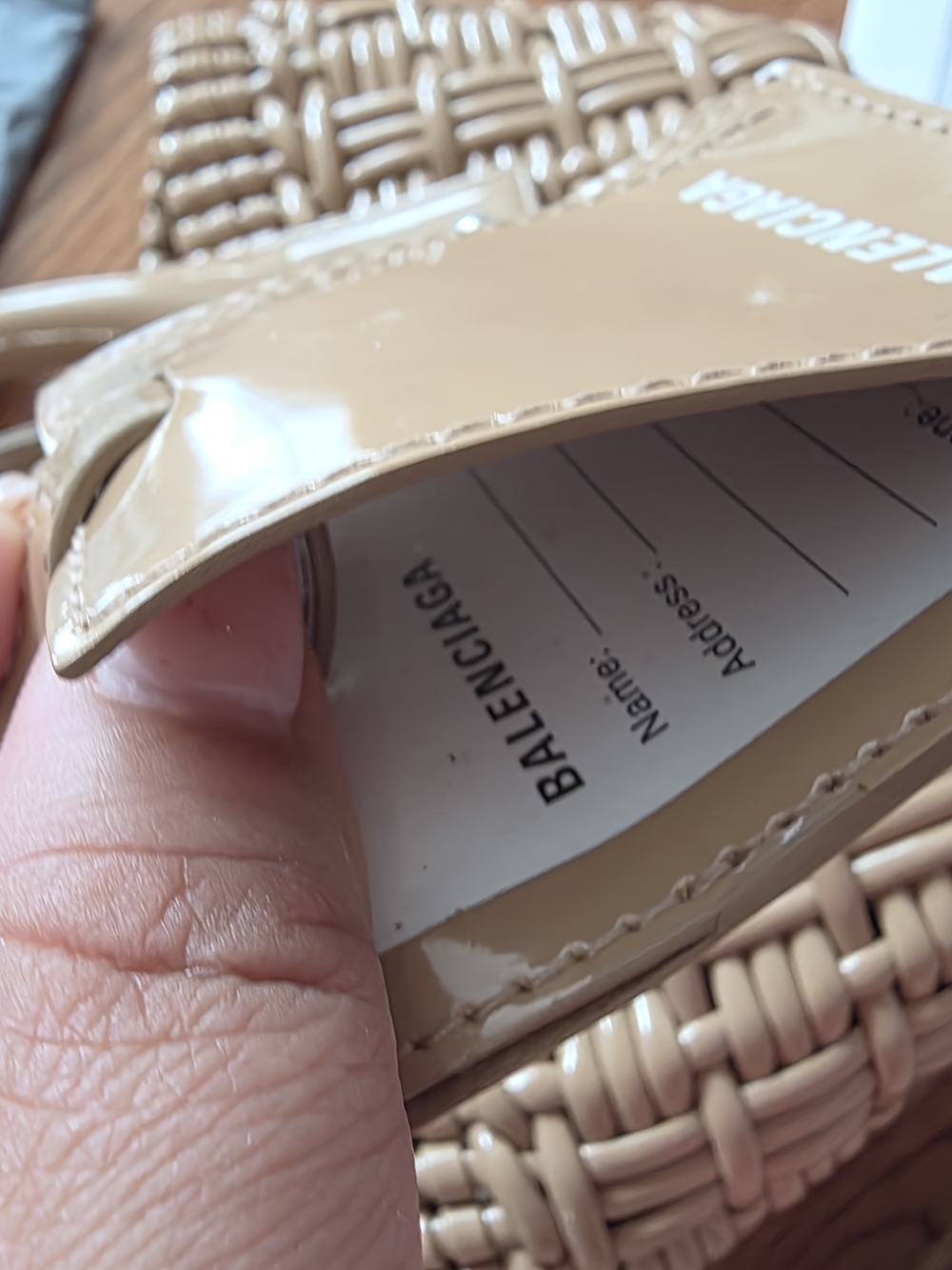 Balenciaga Beige Woven Mini Tote with Leather Trim - Picture 8 of 11